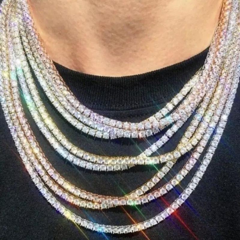 2020 Iced Out Chains Jewelry featuring a diamond tennis chain, showcasing its sparkling white gems and stylish design, suitable for men and women.