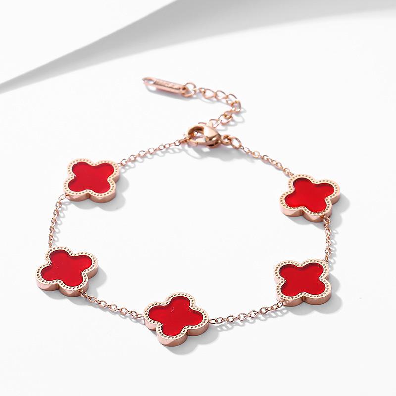 2021 Four-Leaf Clover Bracelet featuring a stylish cuff design in multiple colors including white, red, black, and green.