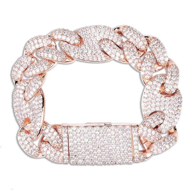 20mm lock clasp link bracelet with iced out cubic zirconia, showcasing a hip hop style perfect for unisex wear.