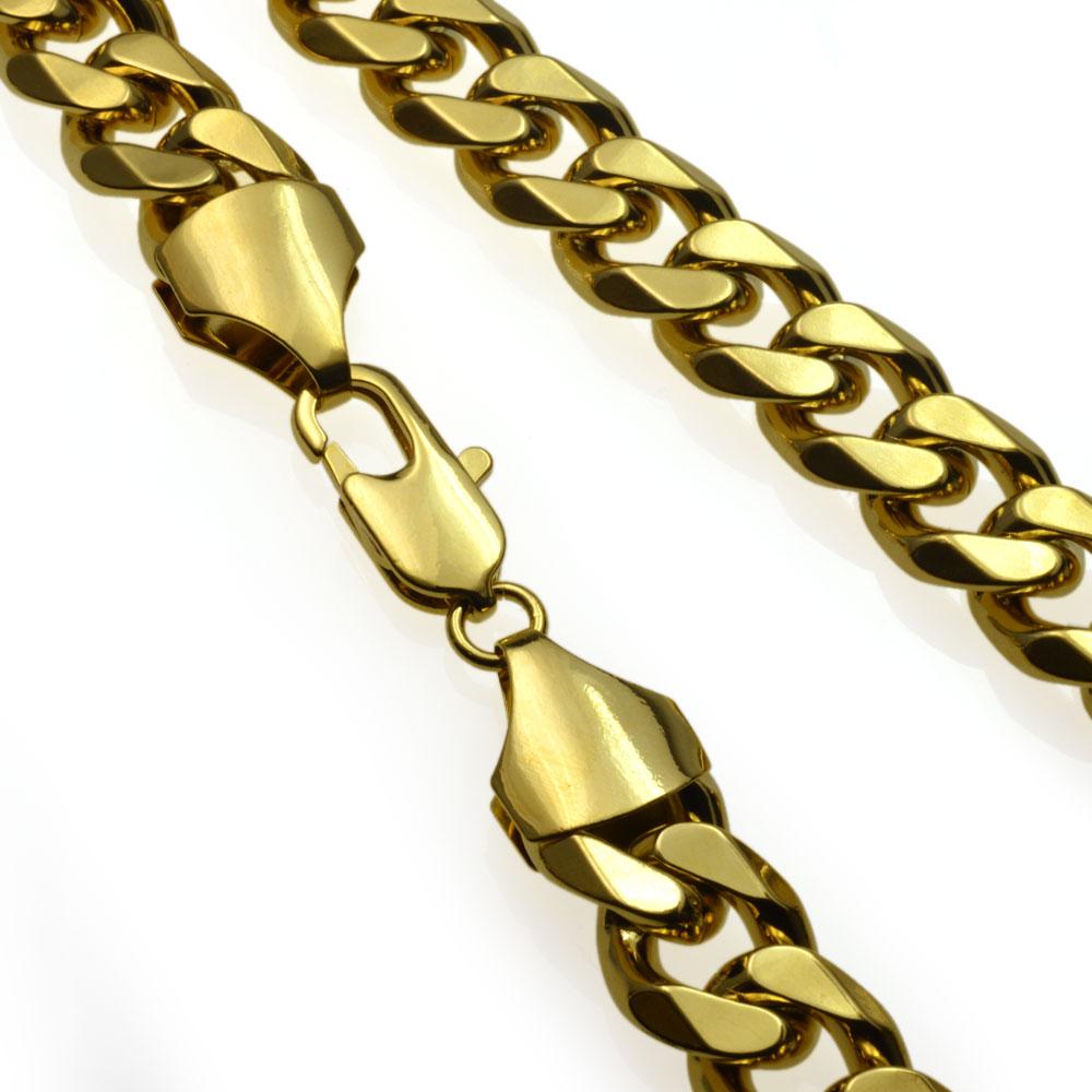 210g Heavy Men's 18k Gold Filled Solid Cuban Curb Chain Necklace, showcasing its luxurious gold tone and sturdy design.