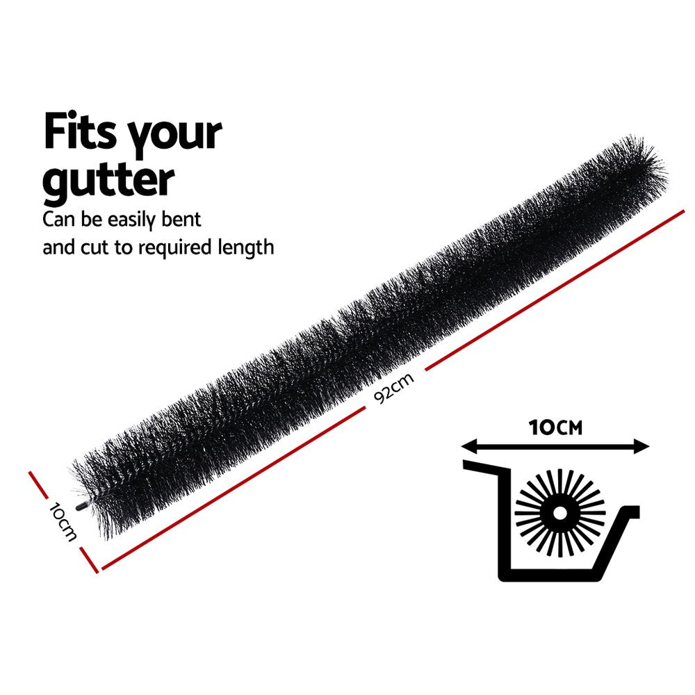 24 pieces of Gutter Brush Guard, 92cm long, designed to block debris while allowing rainwater to flow through, featuring UV-resistant nylon bristles.