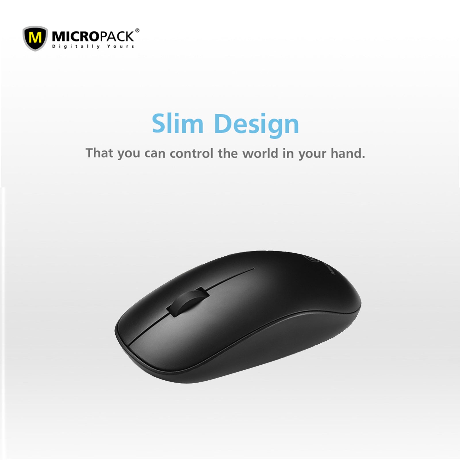 Black 2.4G Wireless Mouse with USB receiver, ergonomic design, and slim profile for comfortable use.