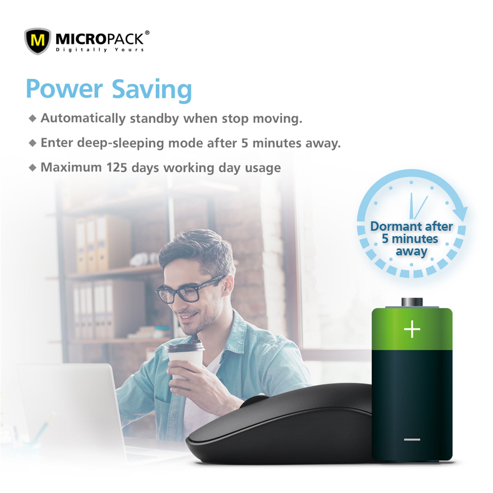 Black 2.4G Wireless Mouse with USB receiver, ergonomic design, and slim profile for comfortable use.