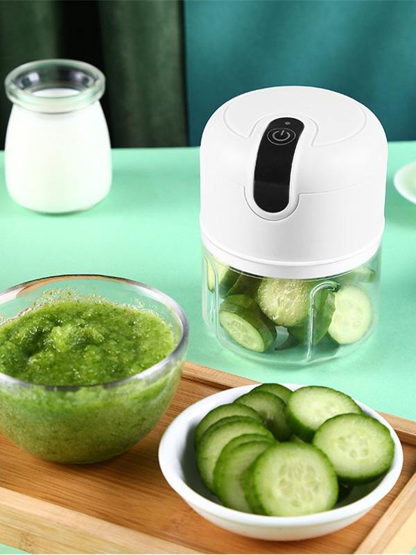 A compact 250ml electric mini chopper with USB rechargeable feature, designed for chopping vegetables and meat effortlessly.