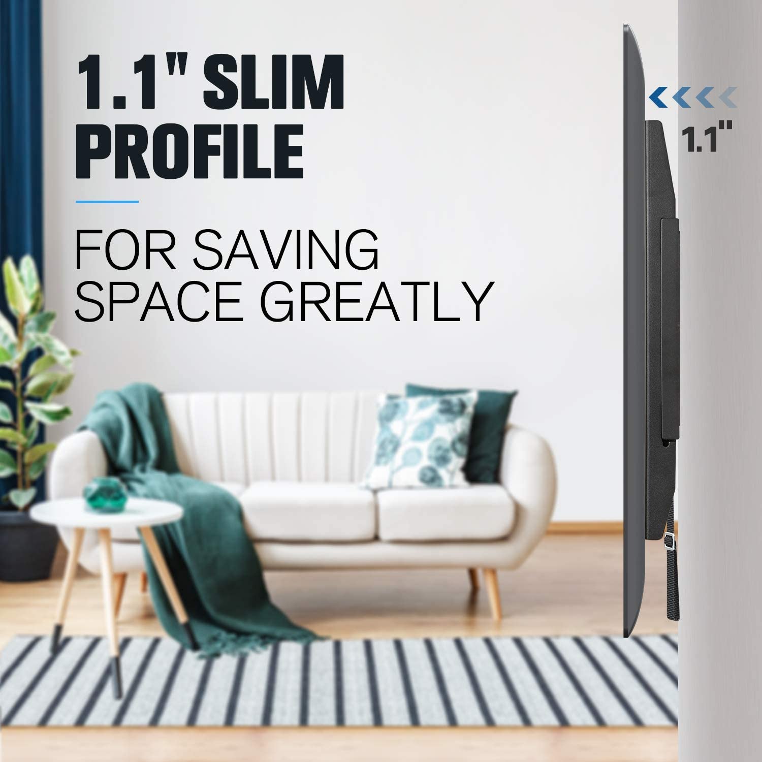 Ultra-slim fixed TV wall mount bracket for 26-55 inch TVs, showcasing its sturdy design and included hardware.