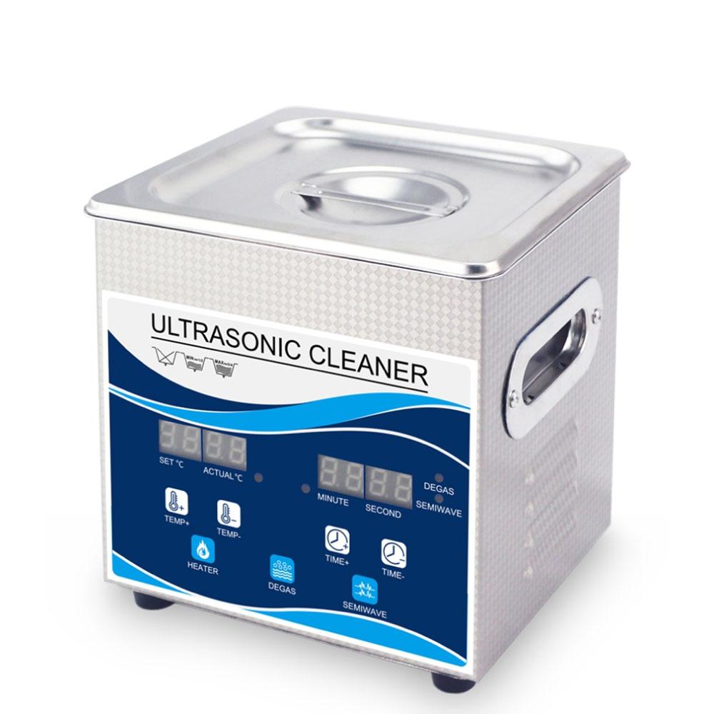 2L Digital Ultrasonic Cleaner with stainless steel tank and control panel, designed for cleaning jewelry and delicate items.
