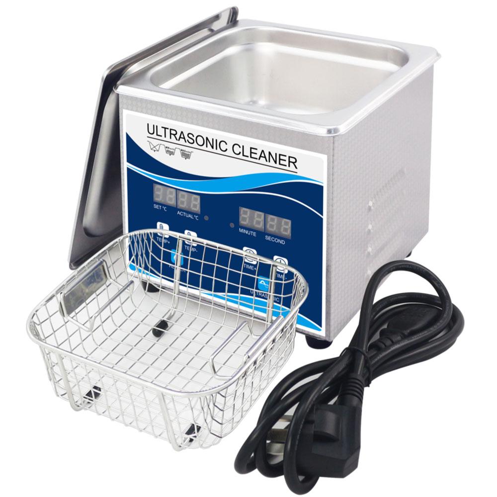 2L Digital Ultrasonic Cleaner with stainless steel tank and control panel, designed for cleaning jewelry and delicate items.