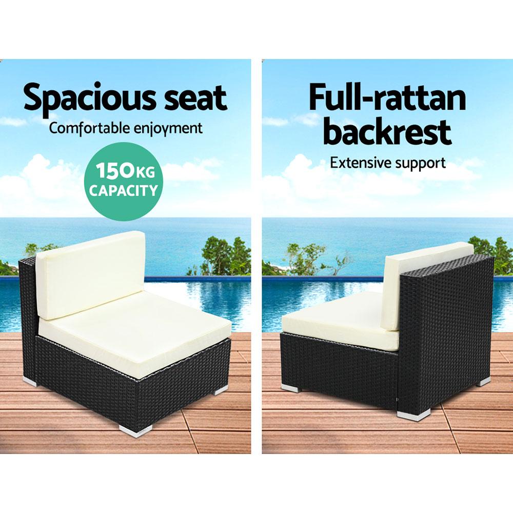 2PC Gardeon Outdoor Furniture Sofa Set featuring durable rattan and aluminium frame with thick cushions, perfect for garden lounging.