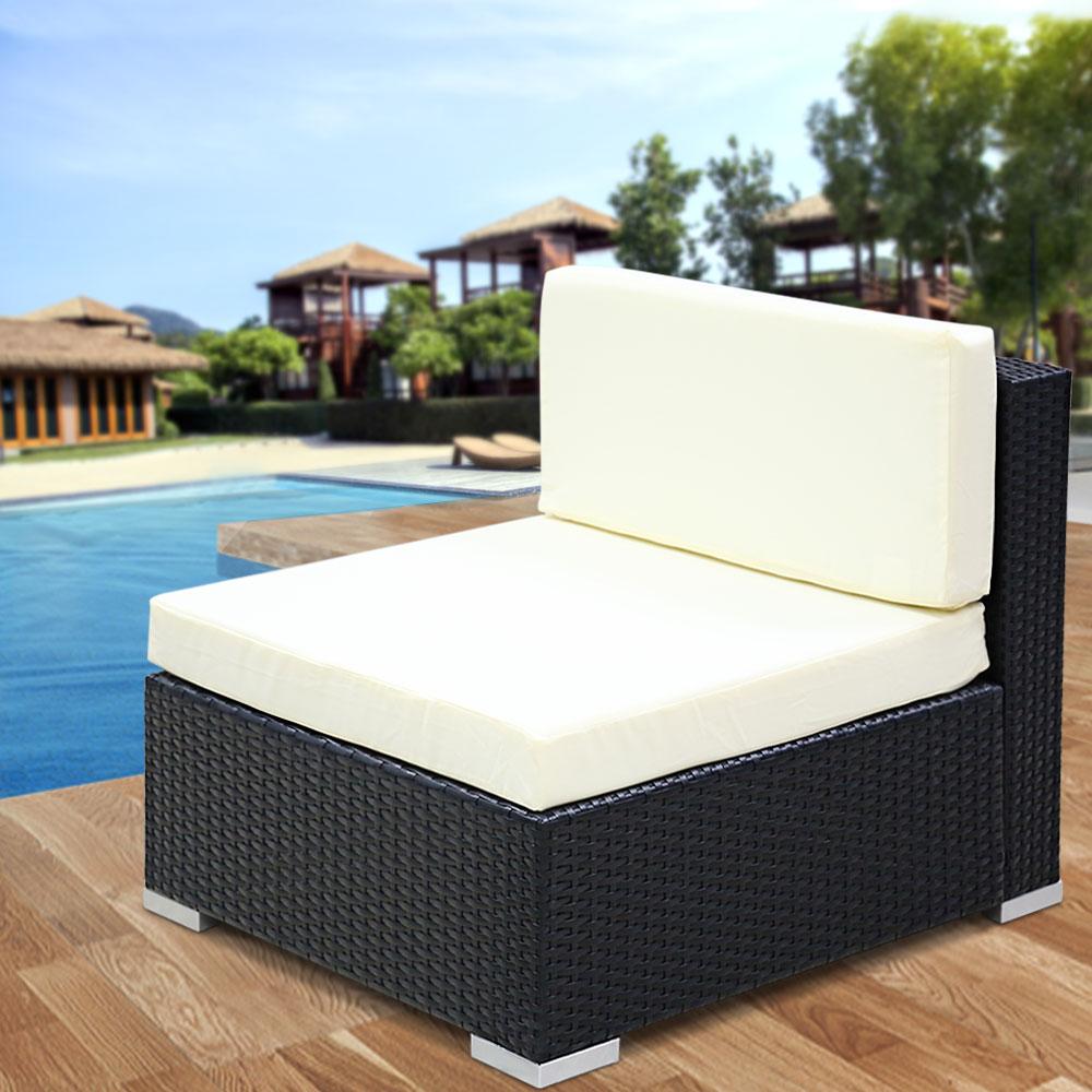 2PC Gardeon Outdoor Furniture Sofa Set featuring durable rattan and aluminium frame with thick cushions, perfect for garden lounging.