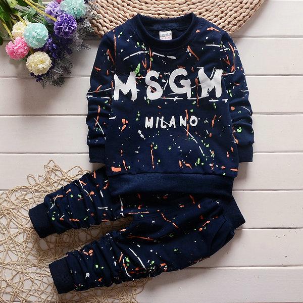2pcs toddler baby boys clothes tracksuit set featuring a T-shirt and pants in geometric pattern, made from 100% cotton, suitable for spring and autumn.