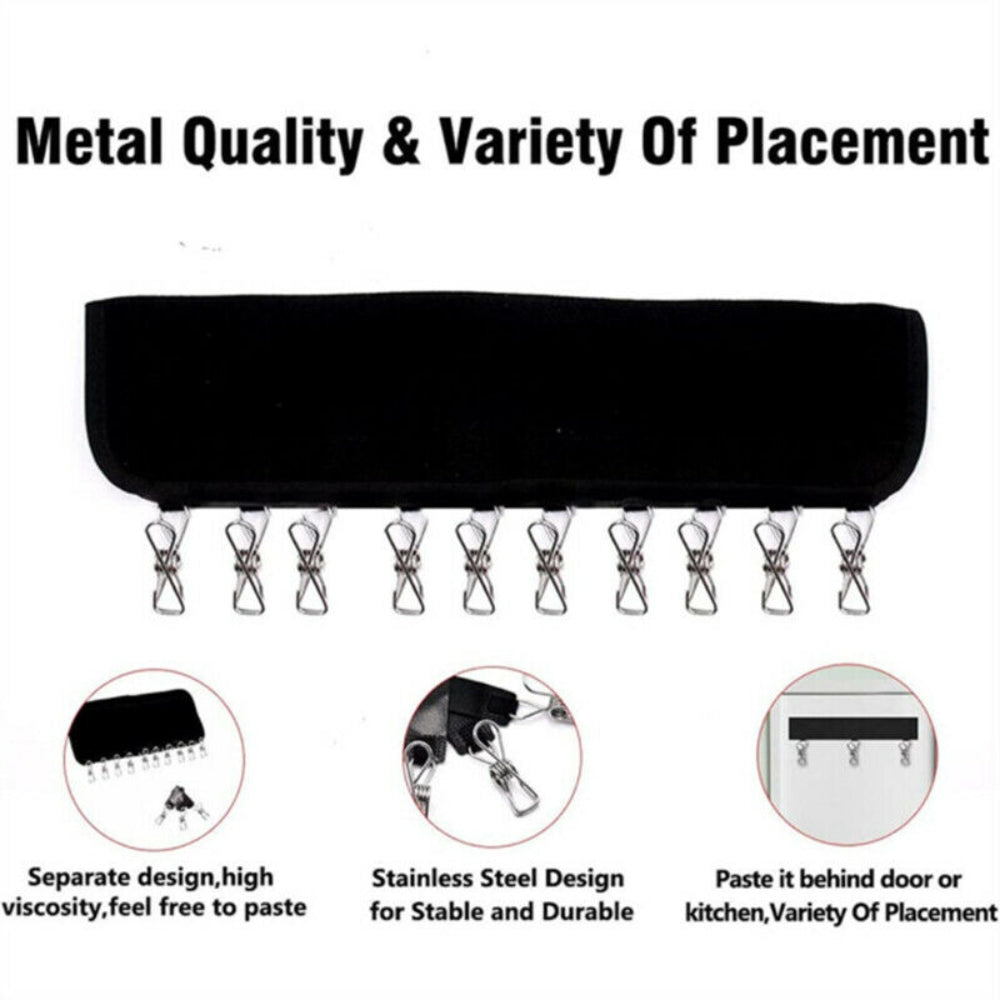 2X 10 Clips Door Cap Rack Baseball Hat Holder with multiple clips for organizing hats in a closet.