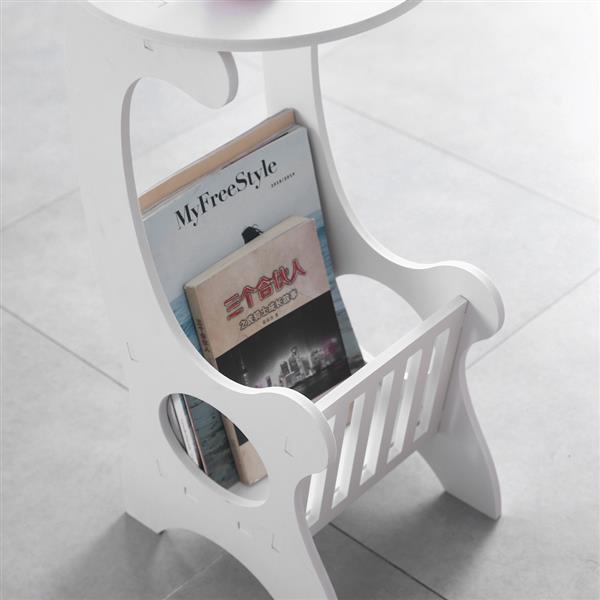 Modern European Style Round Side Table Lamp in white, measuring 30 x 30 x 60 cm, perfect for bedrooms and living rooms.