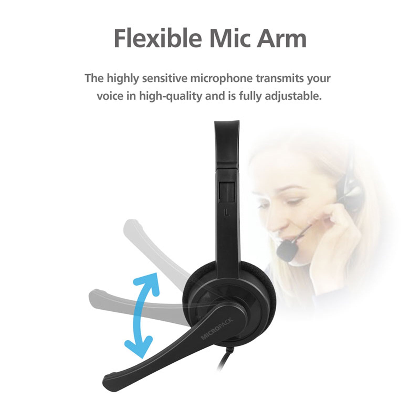 3.5mm Multi Device Stereo Headset with adjustable headband and padded earcups, designed for comfort and high fidelity sound.
