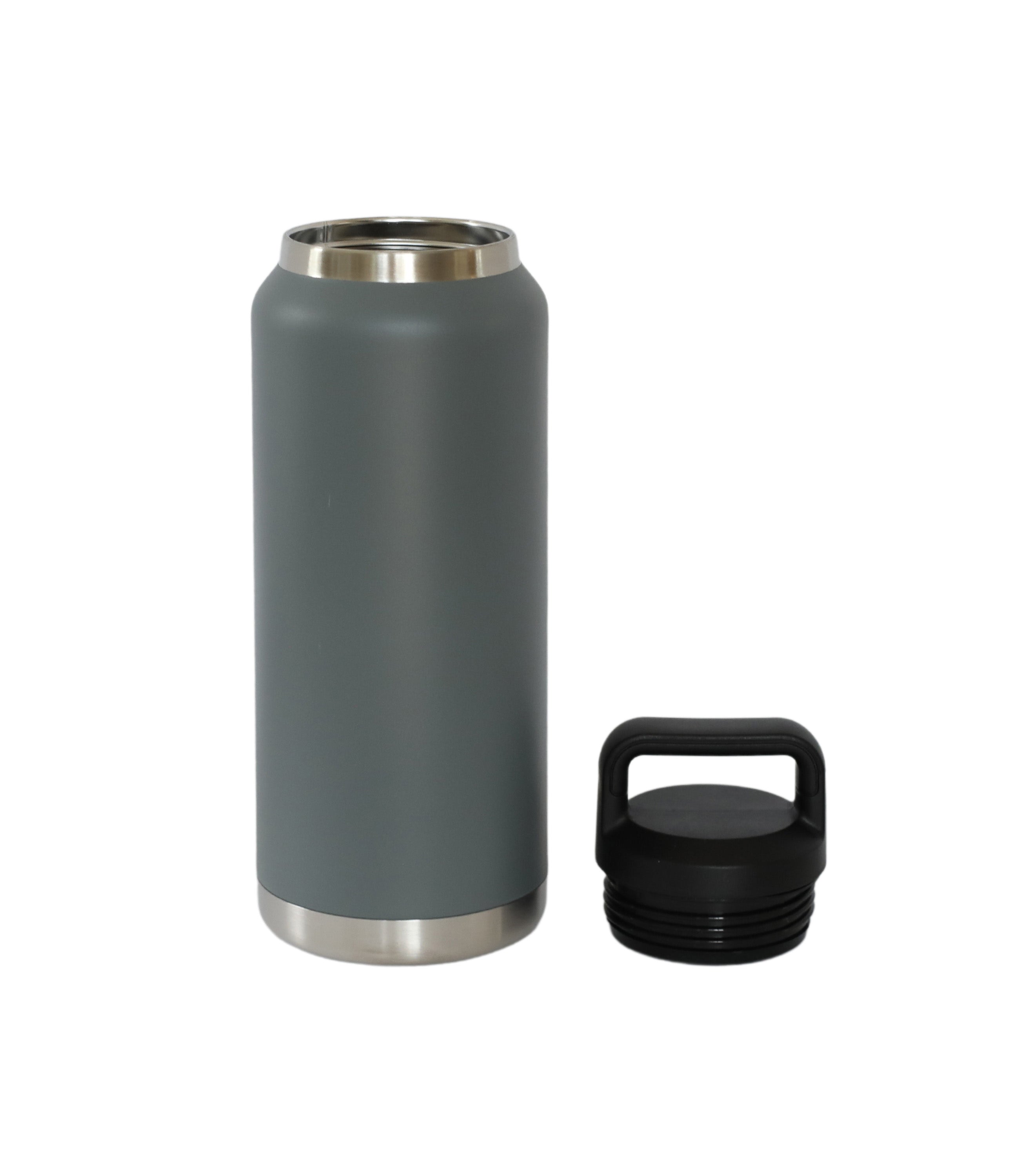 36 Oz Grey Stainless Steel Water Bottle with Twist-Off Cap, perfect for hydration on the go.