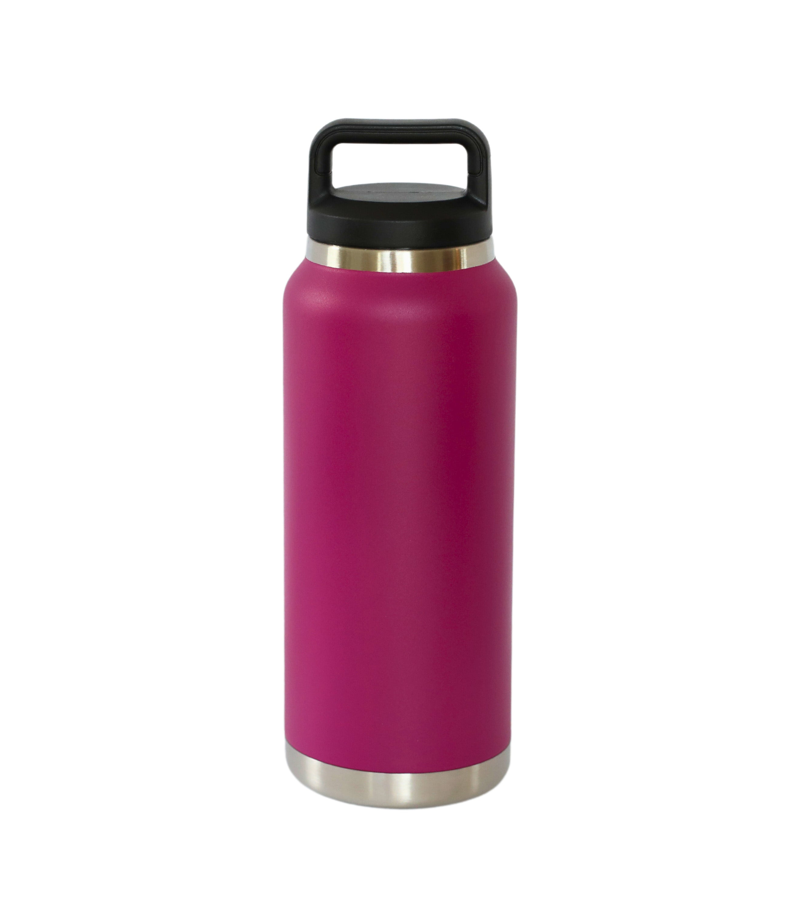 36 Oz Stainless Steel Water Bottle in magenta with twist-off cap, showcasing its sleek design and durable construction.
