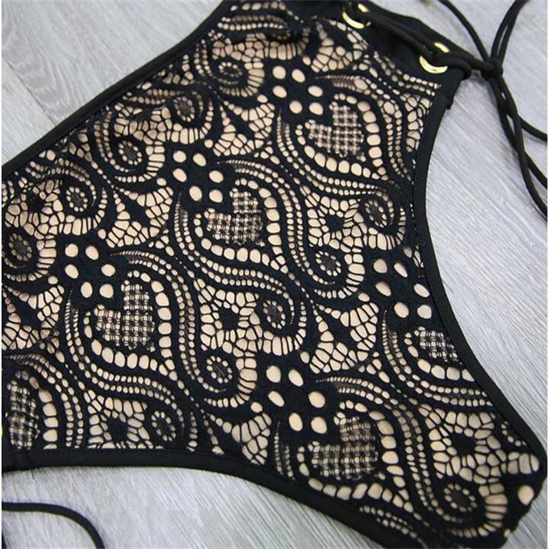 3colors Lace High Waist Swimsuit Bikini Set featuring elegant lace detailing and a flattering high waist design, perfect for summer.