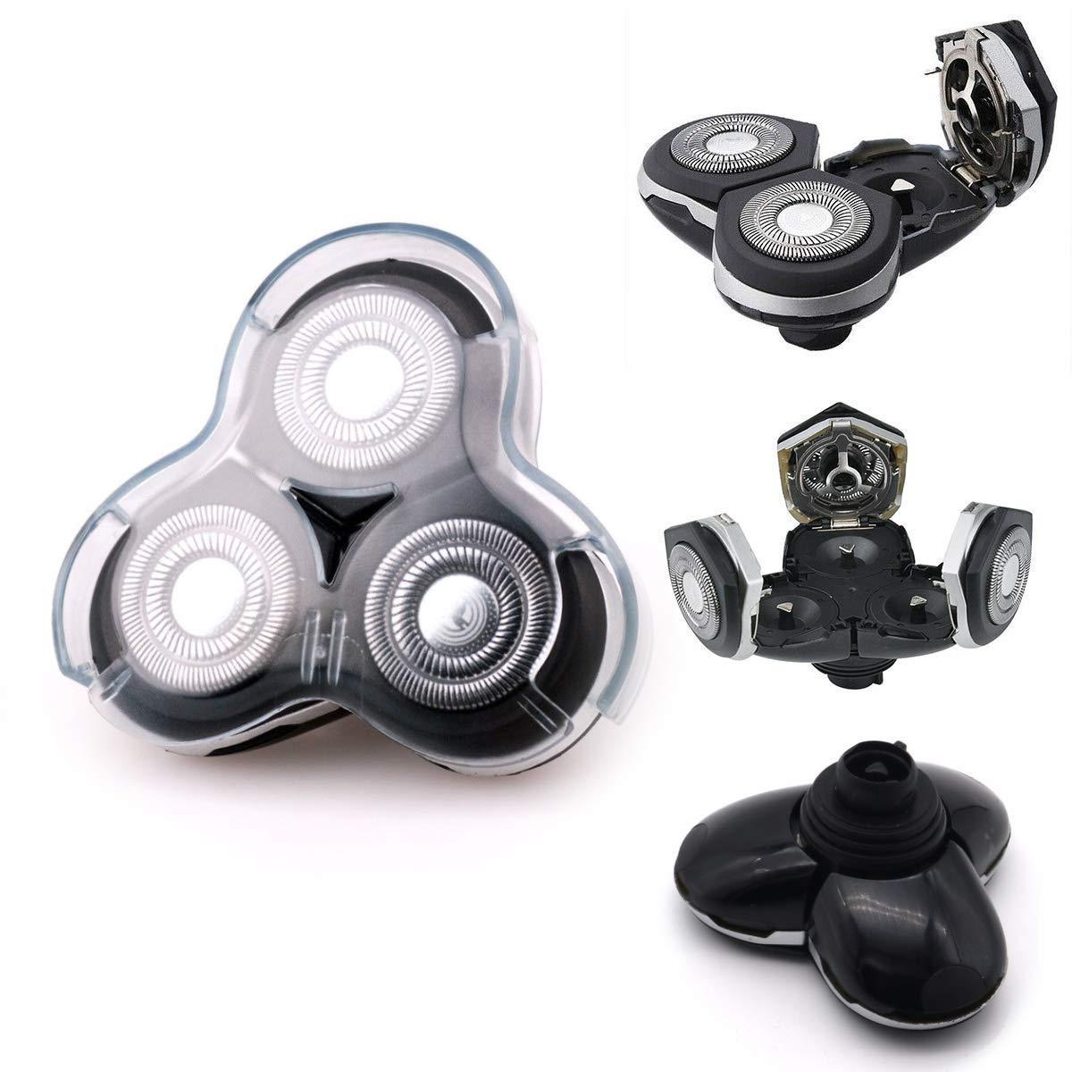 3D Shaver Head Electronic Men's Shaver Rotary Full Replacement Head with clean brush and case, designed for Philips RQ12 series.