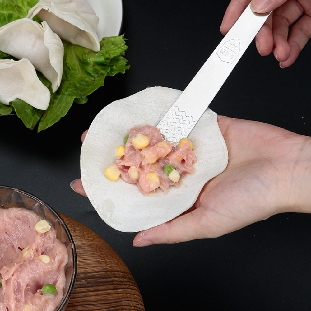 3PCS Double Head Dumpling Mould Automatic Dumpling Maker with stainless steel and PP material, designed for easy dumpling preparation.