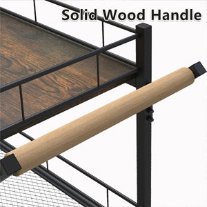 3-Tier Vintage Kitchen Serving Cart on Wheels with Wine Rack in rustic brown finish, showcasing its elegant design and ample storage space.