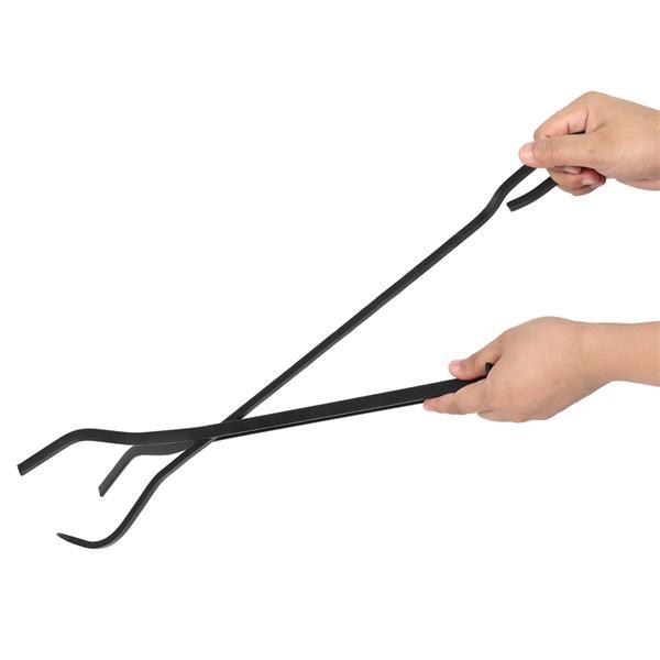 5 In 1 Fireplace Stove Tool Set featuring brushes, shovels, pliers, and poker on a flat iron cross base, ideal for fireplace maintenance.