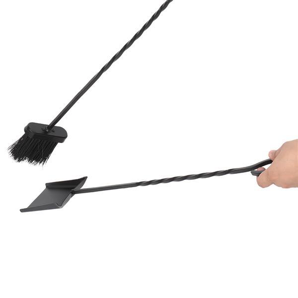 5 In 1 Fireplace Stove Tool Set featuring brushes, shovels, pliers, and poker on a flat iron cross base, ideal for fireplace maintenance.