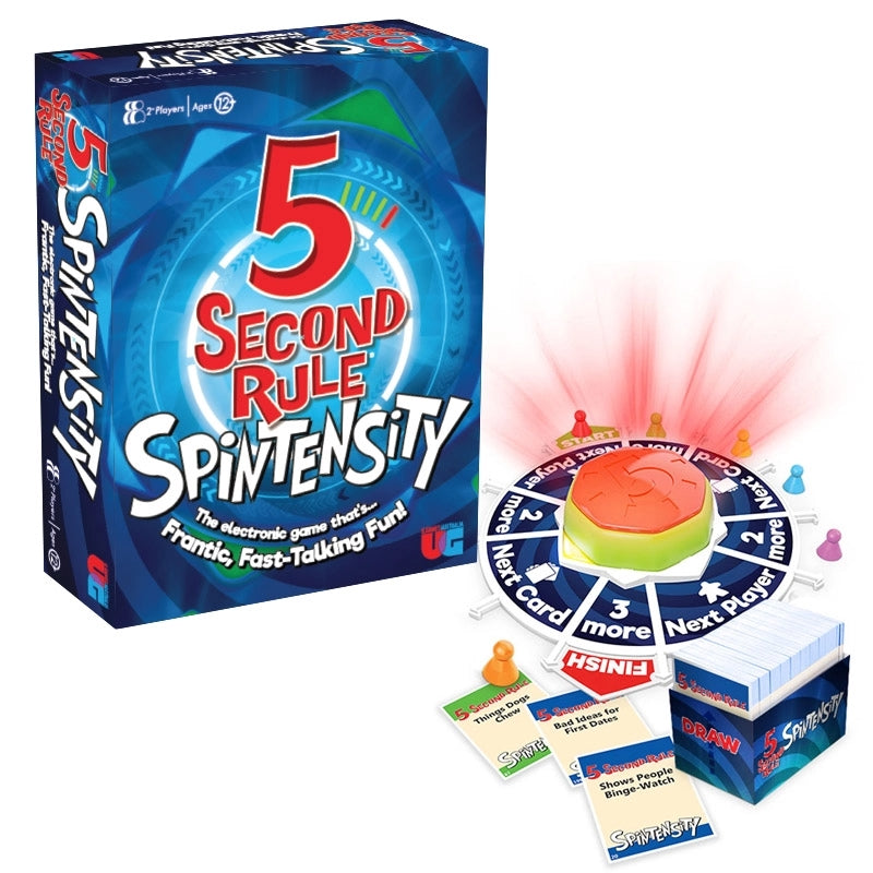 5 Second Rule Spintensity game box featuring colorful design and spinning timer.