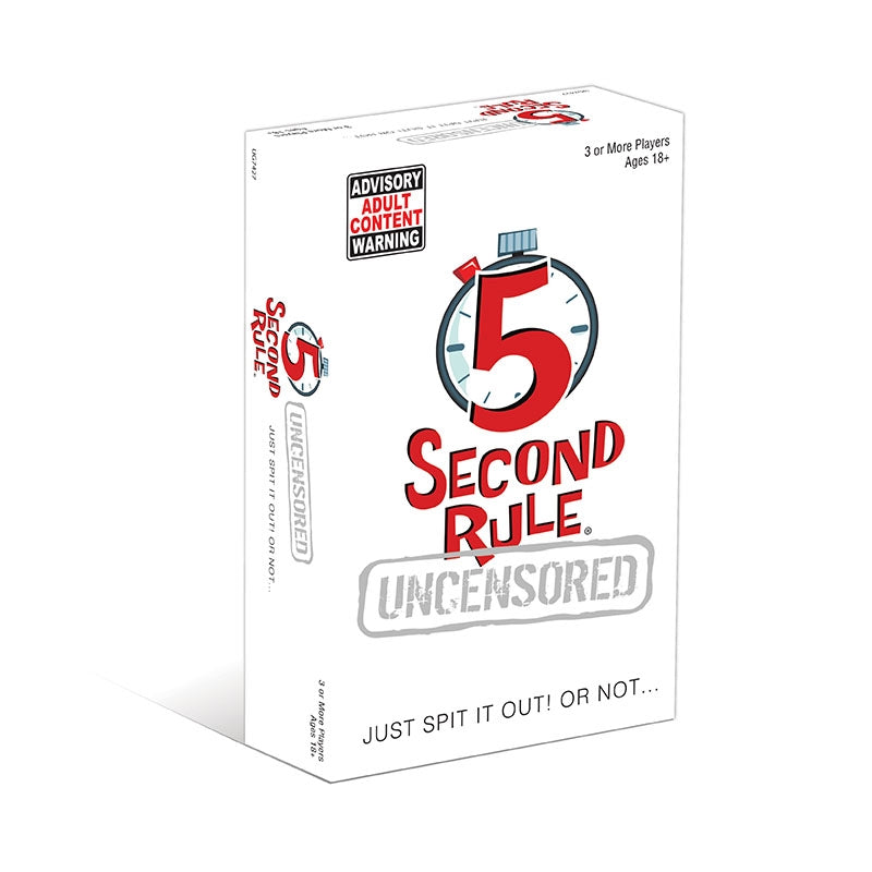 5 Second Rule Uncensored game box featuring colorful design and game components for adults.
