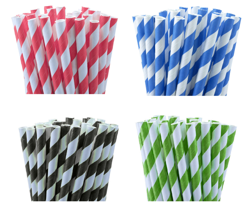 Pack of 50 white biodegradable drinking straws made from paper, ideal for parties and eco-friendly events.