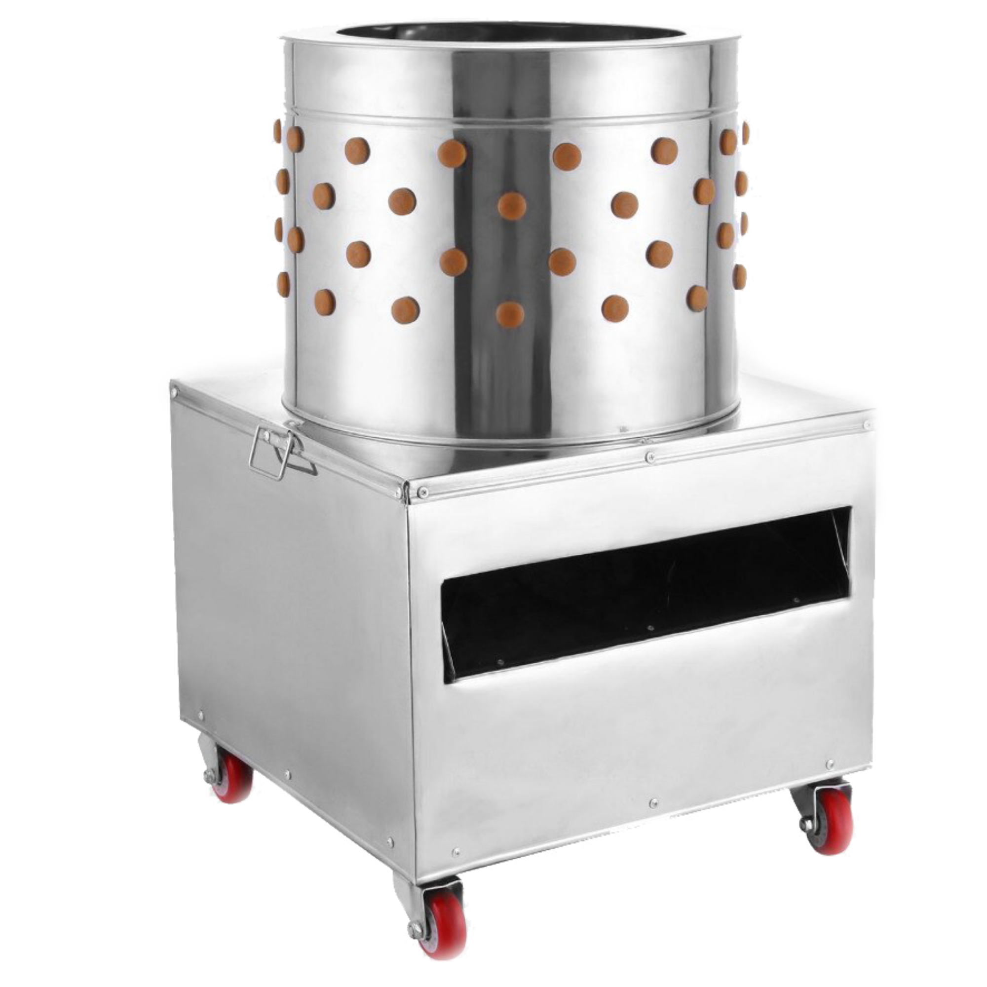 50cm Electric Chicken Feather Plucker with stainless steel body and yellow rubber fingers, designed for efficient feather removal from poultry.