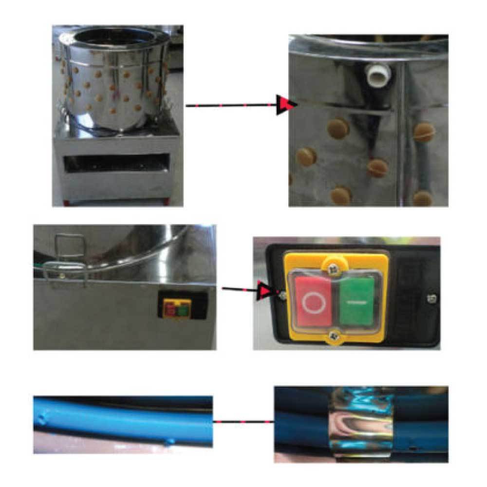 50cm Electric Chicken Feather Plucker with stainless steel body and yellow rubber fingers, designed for efficient feather removal from poultry.