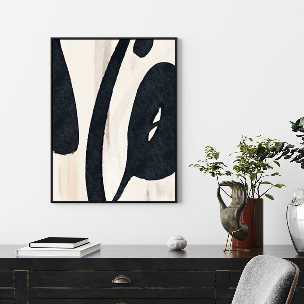 50cmx70cm black ink canvas wall art framed in black, showcasing a modern design perfect for home decor.