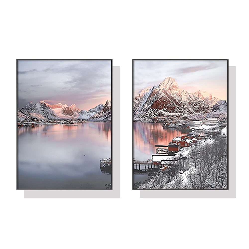 50cmx70cm Nordic Norway canvas wall art set in black frames, showcasing elegant design and premium quality.