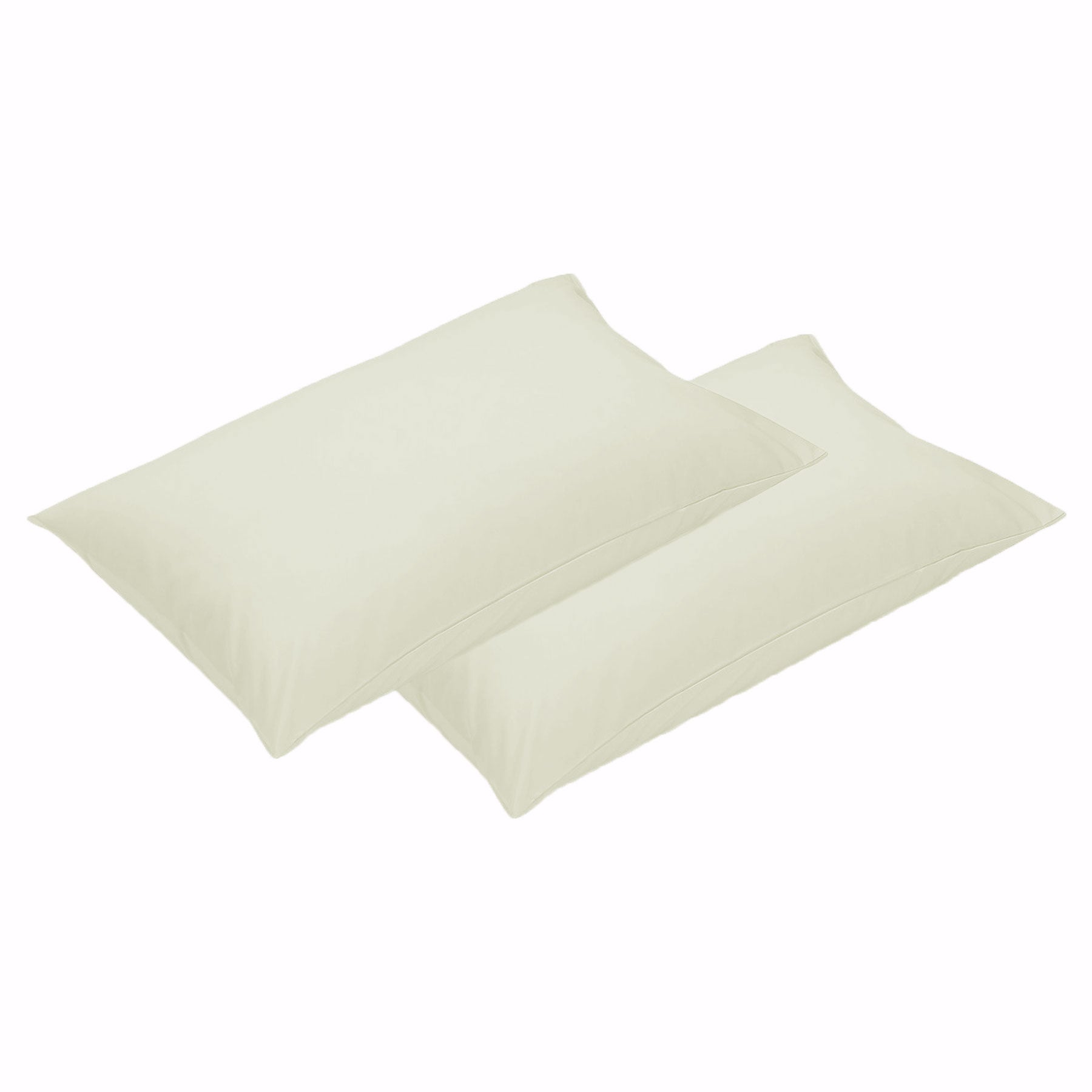 A pair of 500TC cotton standard pillowcases in vanilla color, showcasing a soft and luxurious texture, perfect for enhancing sleep comfort.