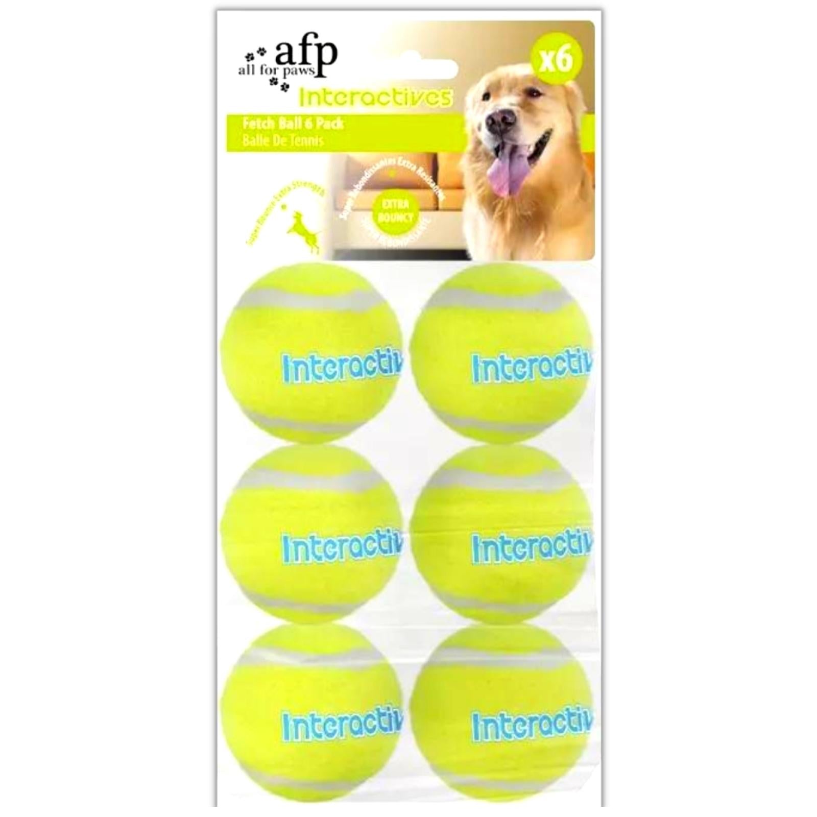 A pack of 6 high bounce replacement balls for All For Paws Ball Launcher, designed for small to medium dogs, made from durable rubber.