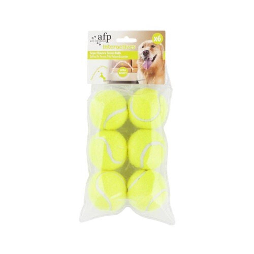 A pack of 6 durable replacement balls for the All For Paws Hyper Fetch Mini, made from rubber and poly, designed for safe pet play.