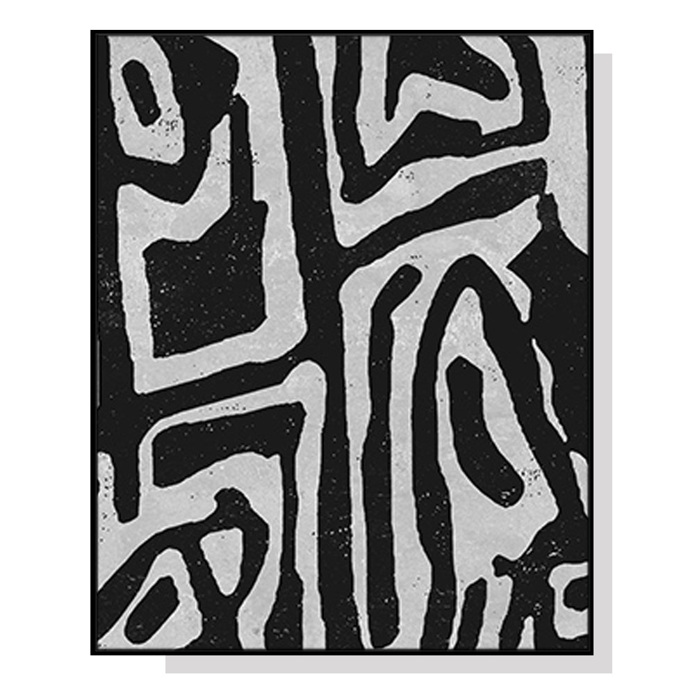 60cmx90cm Abstract Black Artwork in a sleek black frame, showcasing a modern design perfect for home decor.