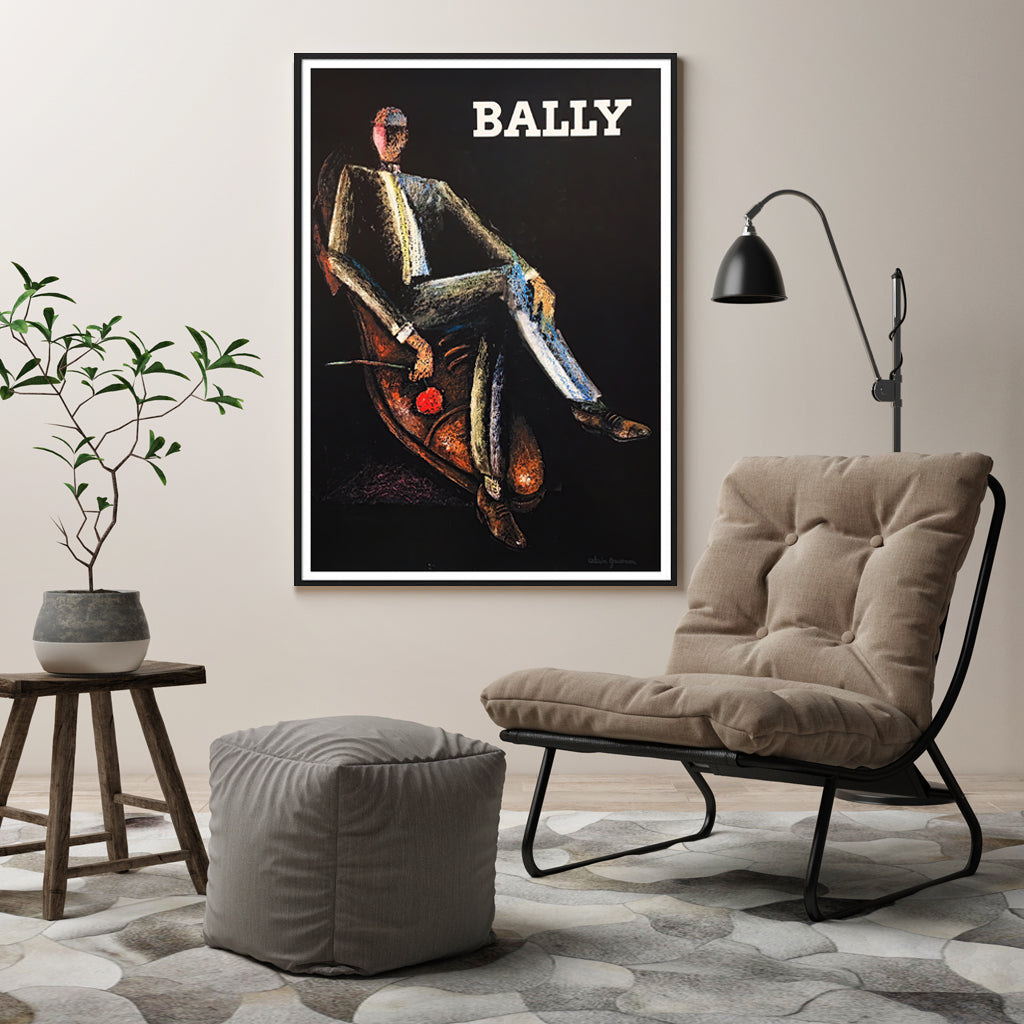 60cmx90cm Bally Man & Woman canvas wall art in a sleek black frame, showcasing a modern design perfect for home decor.