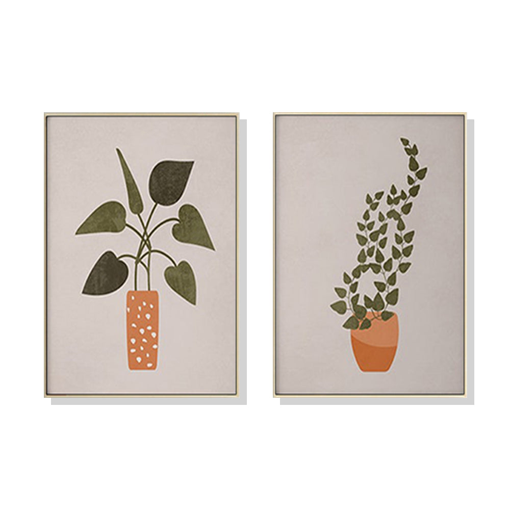 60cmx90cm Boho Botanical Art set in gold frame, showcasing vibrant botanical prints on premium canvas.