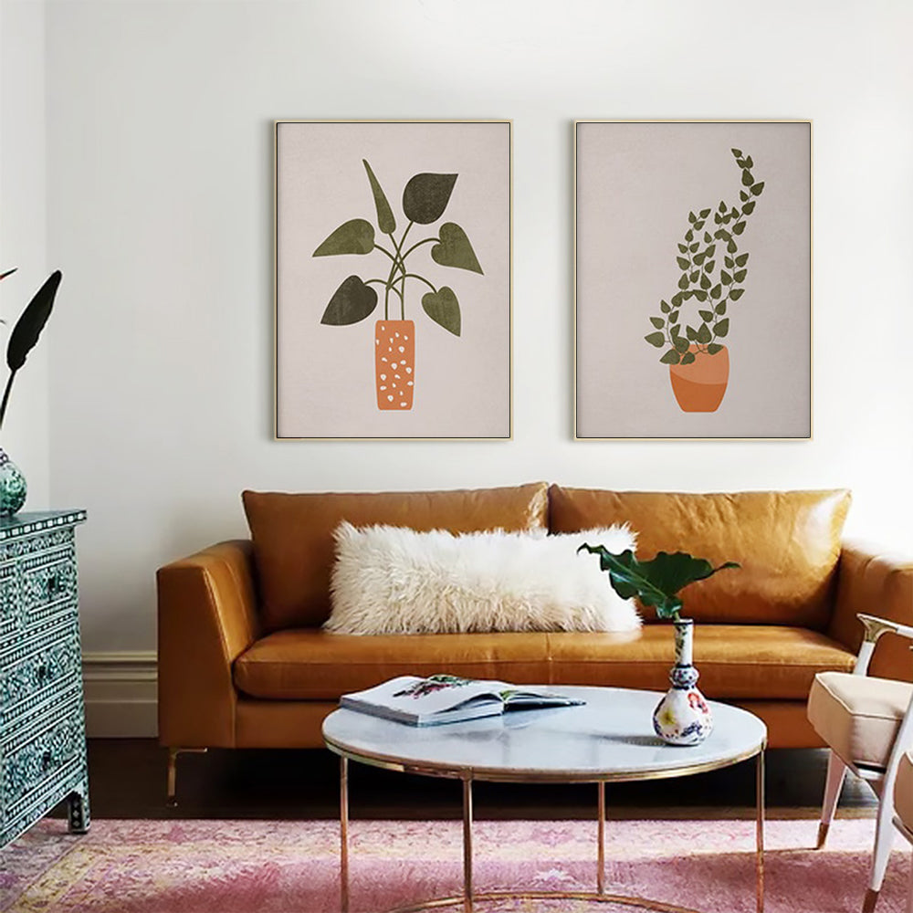 60cmx90cm Boho Botanical Art set in gold frame, showcasing vibrant botanical prints on premium canvas.