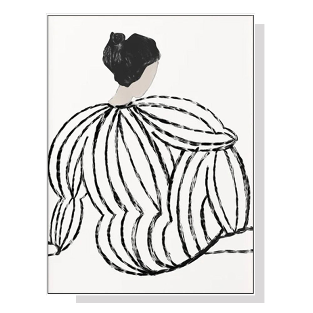 60cmx90cm Modern Lady Canvas Wall Art in a white floating frame, showcasing elegant design and premium quality.