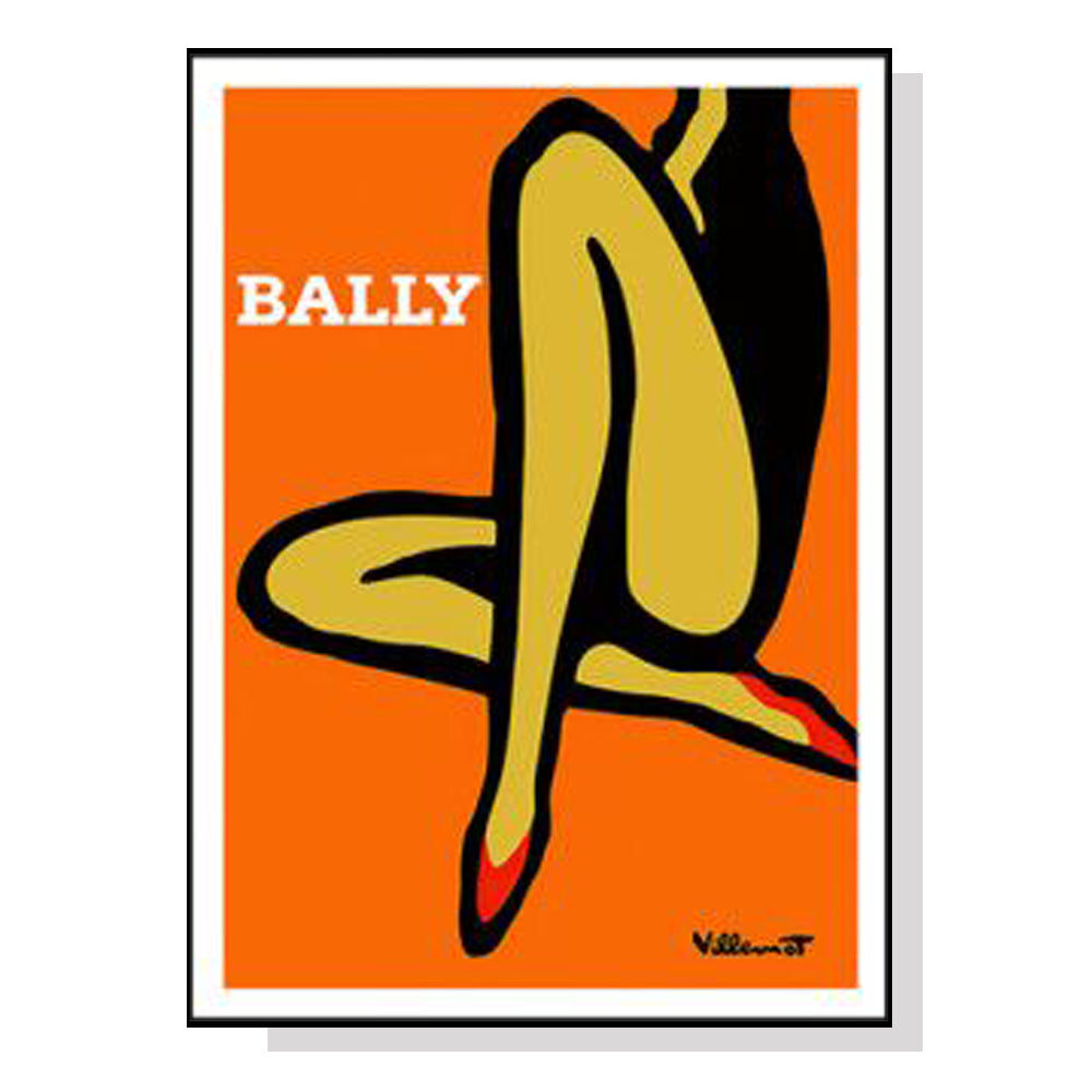 60cmx90cm canvas wall art featuring orange legs and a black frame, showcasing vibrant colors and a floating effect.