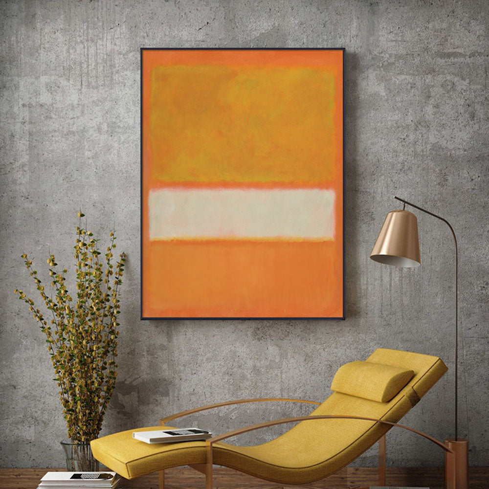 60cmx90cm Yellow By Mark Rothko canvas wall art framed in black, showcasing vibrant colors and a modern design.