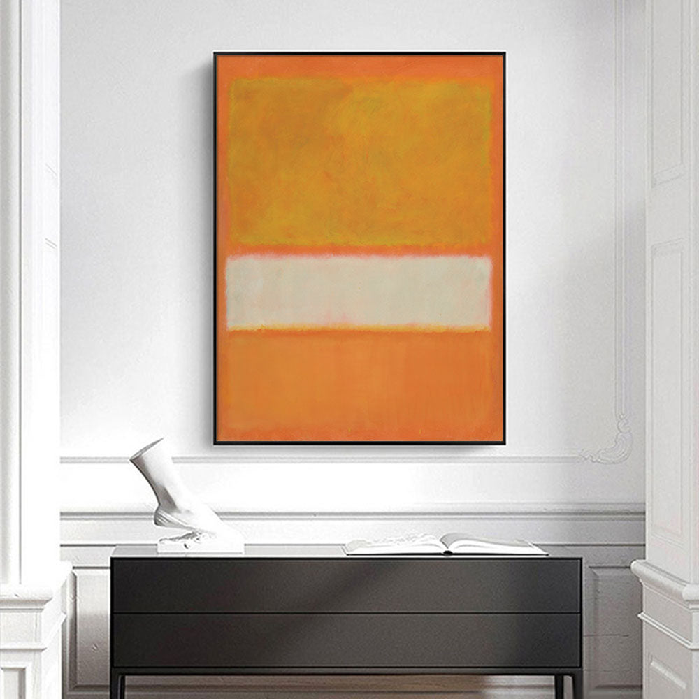 60cmx90cm Yellow By Mark Rothko canvas wall art framed in black, showcasing vibrant colors and a modern design.