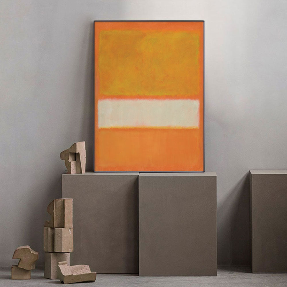 60cmx90cm Yellow By Mark Rothko canvas wall art framed in black, showcasing vibrant colors and a modern design.