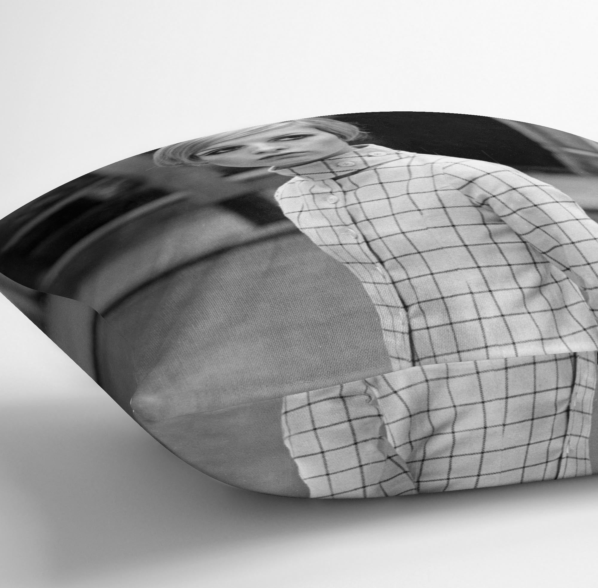 60s model Twiggy Cushion featuring vibrant abstract designs on luxurious vegan faux suede, perfect for home decor.