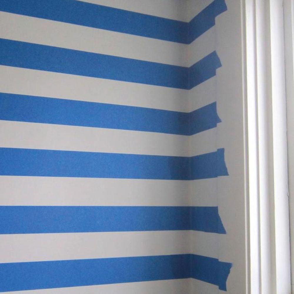 6 rolls of blue masking tape, 48mm wide and 50m long, ideal for outdoor painting and UV resistant.