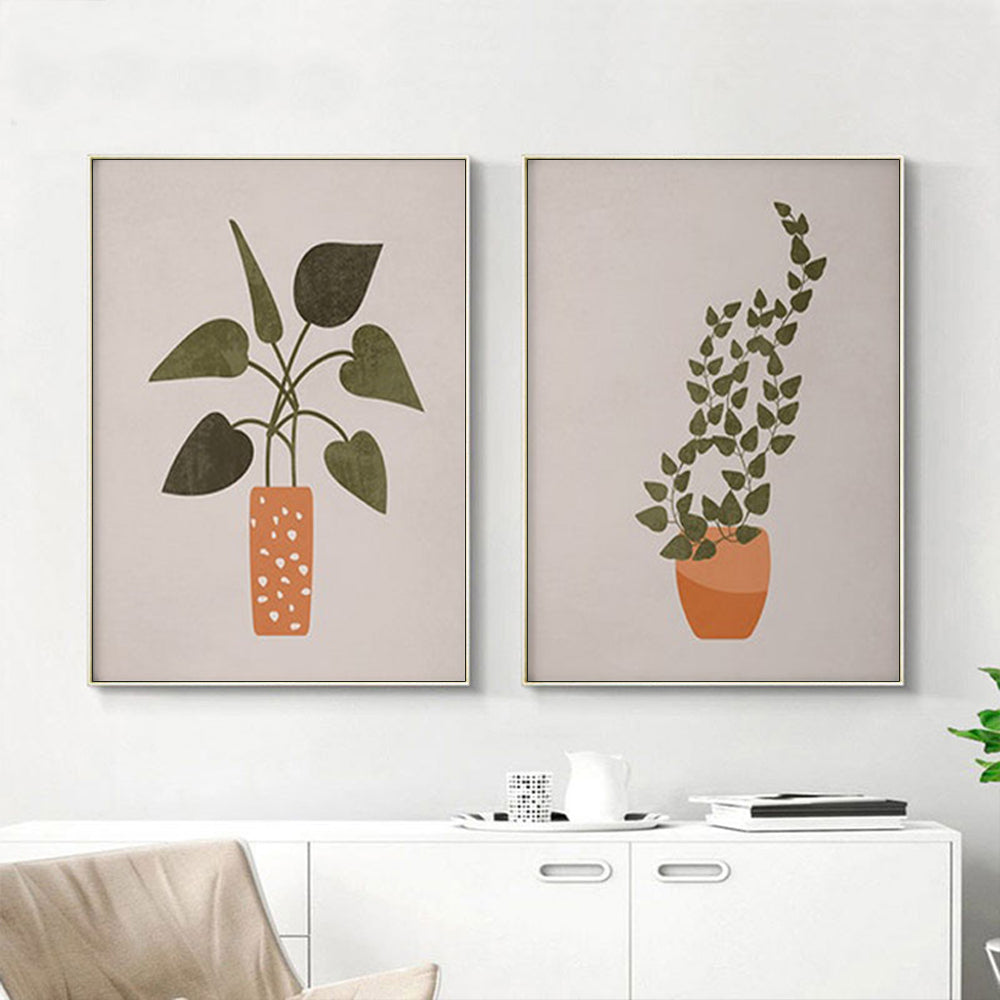 70cmx100cm Boho Botanical Art in gold frame, showcasing vibrant colors and a floating effect.