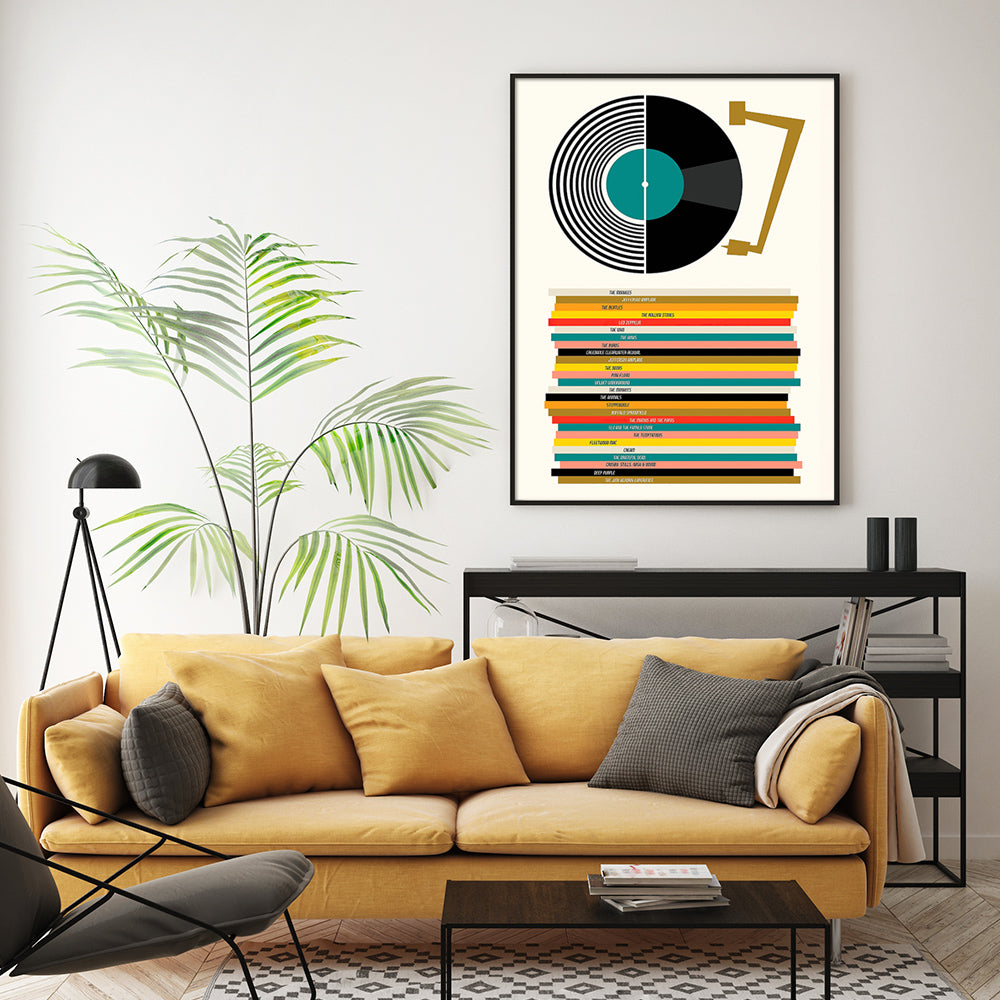 80cmx120cm Music Black Frame Canvas Wall Art featuring vibrant colors and a gallery-wrapped design, perfect for home decor.