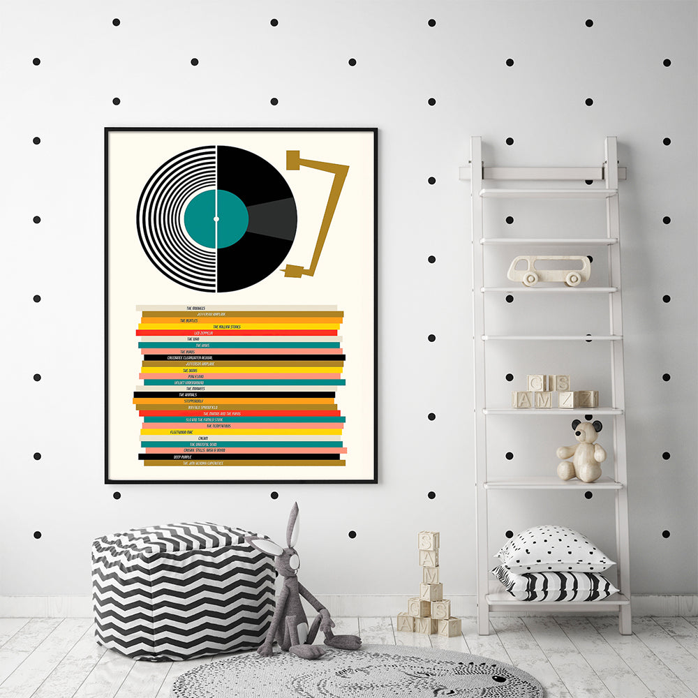 80cmx120cm Music Black Frame Canvas Wall Art featuring vibrant colors and a gallery-wrapped design, perfect for home decor.