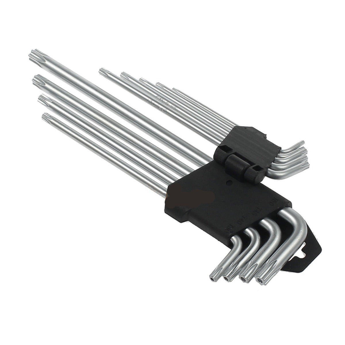 9 Pcs Torx Star Long Allen Key Set featuring various sizes from T10 to T50, made of durable CR-V steel.